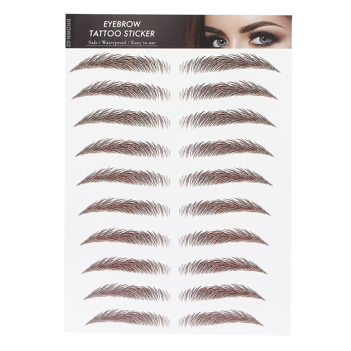 6D Eyebrow Tattoo Sticker Professional Waterproof Eyebrow Transfer Sticker Eyebrow Makeup Tool for Women and Girls (Brown)(BROWN-02)