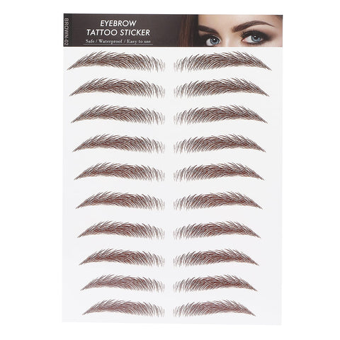 6D Eyebrow Tattoo Sticker Professional Waterproof Eyebrow Transfer Sticker Eyebrow Makeup Tool for Women and Girls (Brown)(BROWN-02)