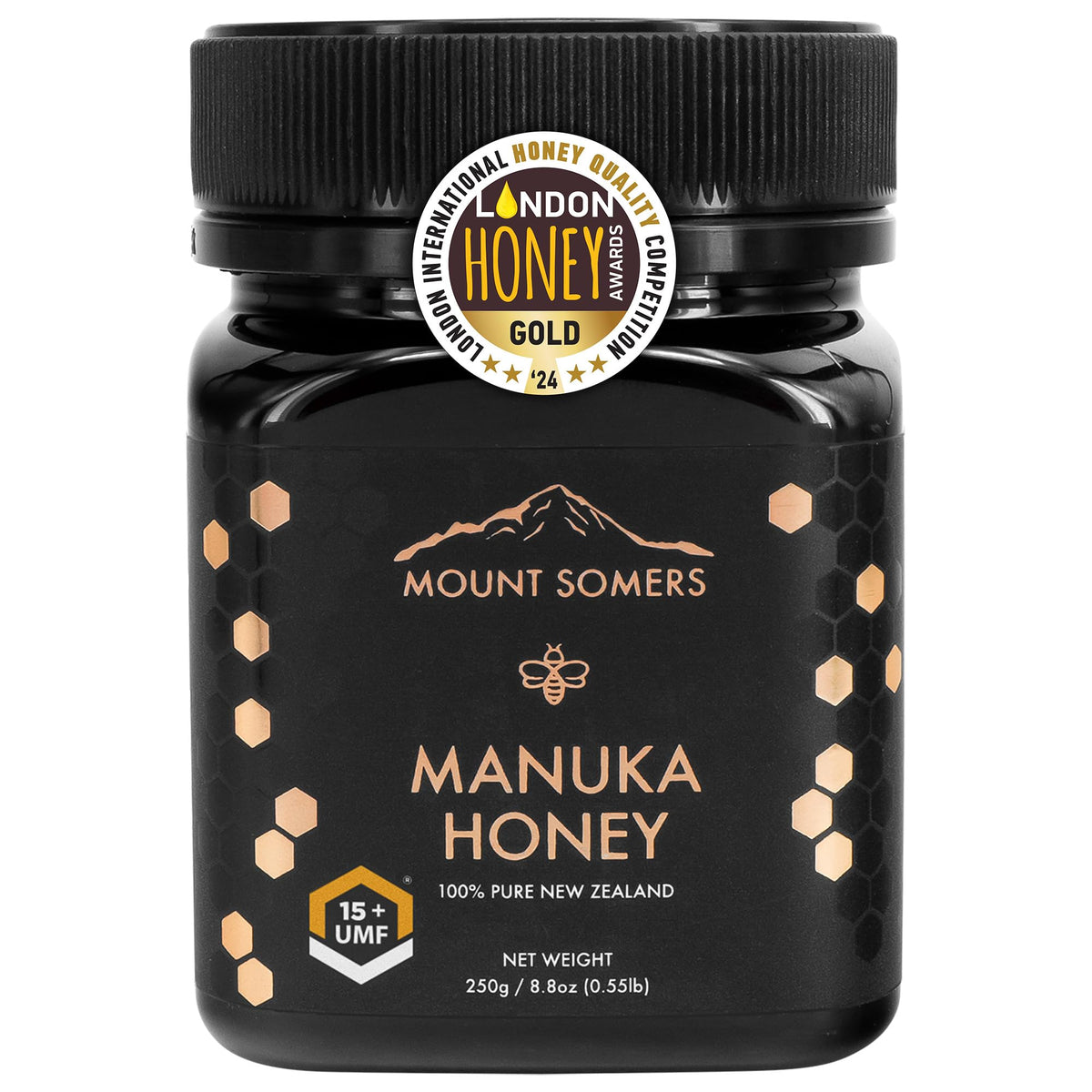 Mount Somers Premium Manuka Honey MGO 514+ / UMF 15+ 100% Pure New Zealand Manuka Honey - Genuine Natural Superfood - UMF Certified & Traceable 8.8oz Jar
