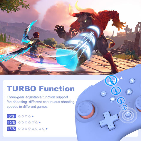 PXN 9607X Wireless Switch Pro Controller, Dual Shock Gamepad Joystick Support NFC, Turbo, Wake-up, Gyro Axis, Vibration for Switch/Lite/OLED & PC & IOS (Blue)