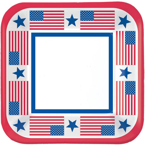 amscan Patriotic Party Plates 4Th of July Celebration Disposable Tableware (Pack of 40), Multicolor, 7"