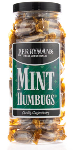 Original Mint Humbugs Retro Sweets Gift Jar by Berrymans Sweet Shop - Classic Sweets, Traditional Taste.