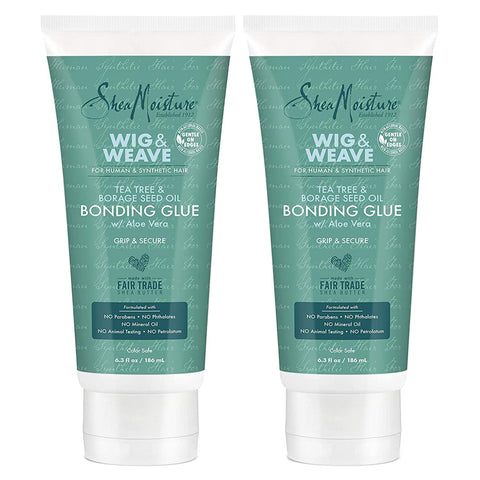 SheaMoisture Bonding Glue for Wig and Weave, Tea Tree Oil, Borage Seed Oil & Aloe Vera, Secure Wig Glue for Wigs & Hair Pieces, 2 Pack of 6.3 Fl Oz Ea