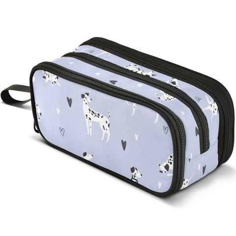 ALAZA Pencil Case, Purple Dalmatian Dog Heart Personalised Cosmetic Makeup Bag School Zipper Pen Pouch Holder for Teenage Girls Teens Boys