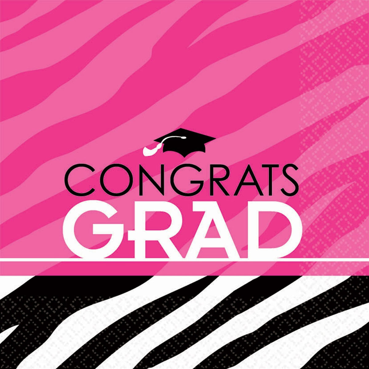 Zebra Print Graduation Luncheaon Napkin