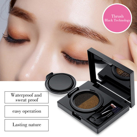 Double Color Air Cushion Eyebrow Cream,Waterproof Air Cushion Eyebrow Cream,Liquid Brow Powder Gel for Eye Makeup,Shaping and Defining Eyebrows,with Brush (02)