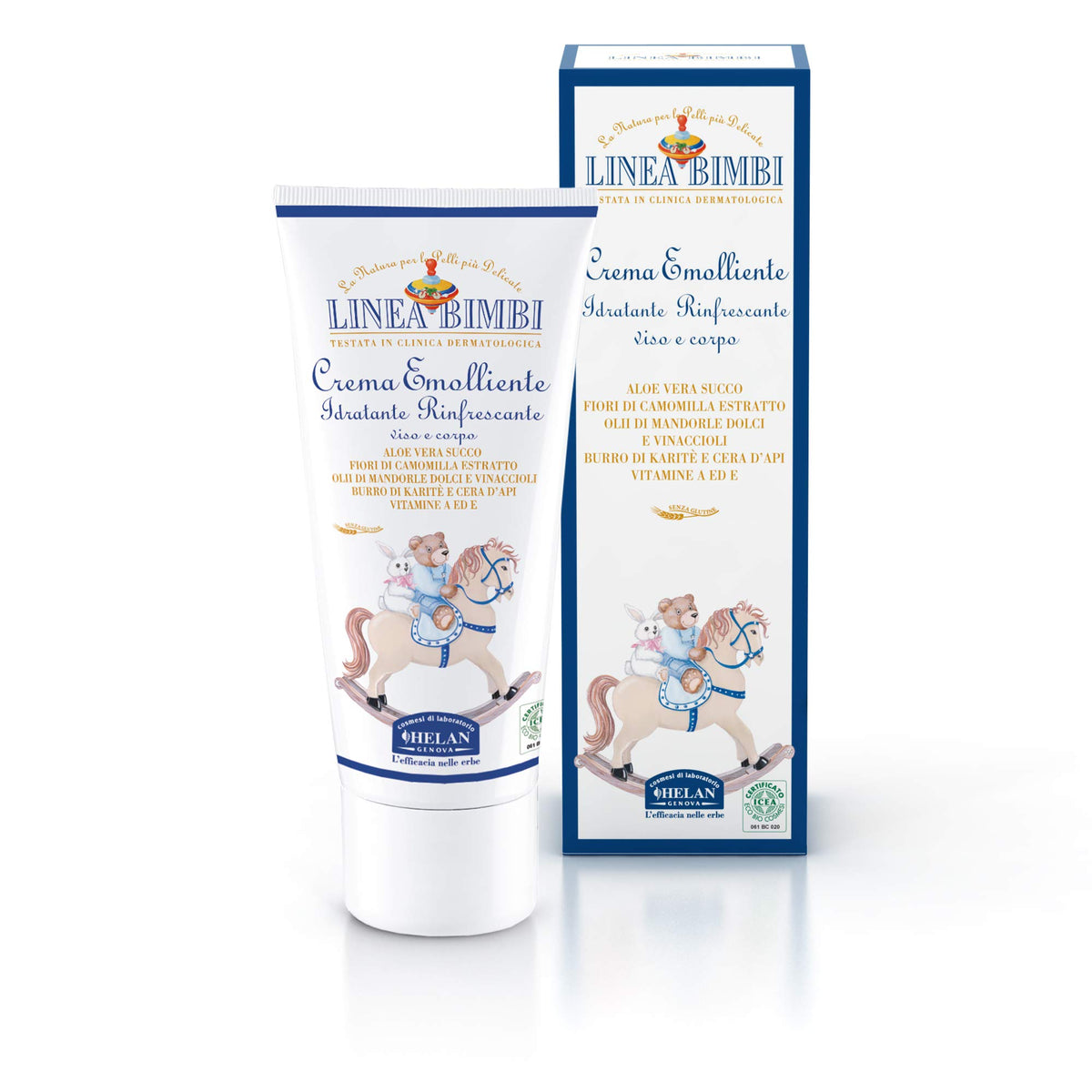 Helan, Organic Baby Line, Emollient Cream, Moisturizing Face and Body, For Delicate and Sensitive Skin, Enriched with Aloe Vera and Vitamin E - 100 ml - Made in Italy