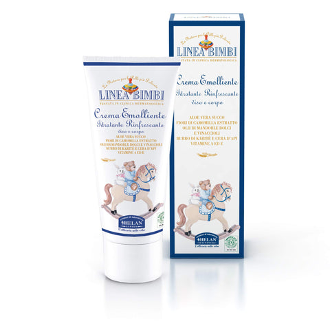 Helan, Organic Baby Line, Emollient Cream, Moisturizing Face and Body, For Delicate and Sensitive Skin, Enriched with Aloe Vera and Vitamin E - 100 ml - Made in Italy
