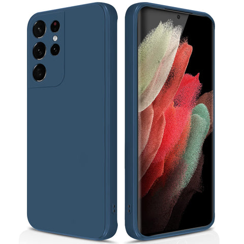 GiiYoon Silicone Case Compatible with Samsung Galaxy S21 Ultra 5G, Full Body Silky Soft Touch Phone Case with Camera Protection, Shockproof Cover with Microfiber Lining, Blue