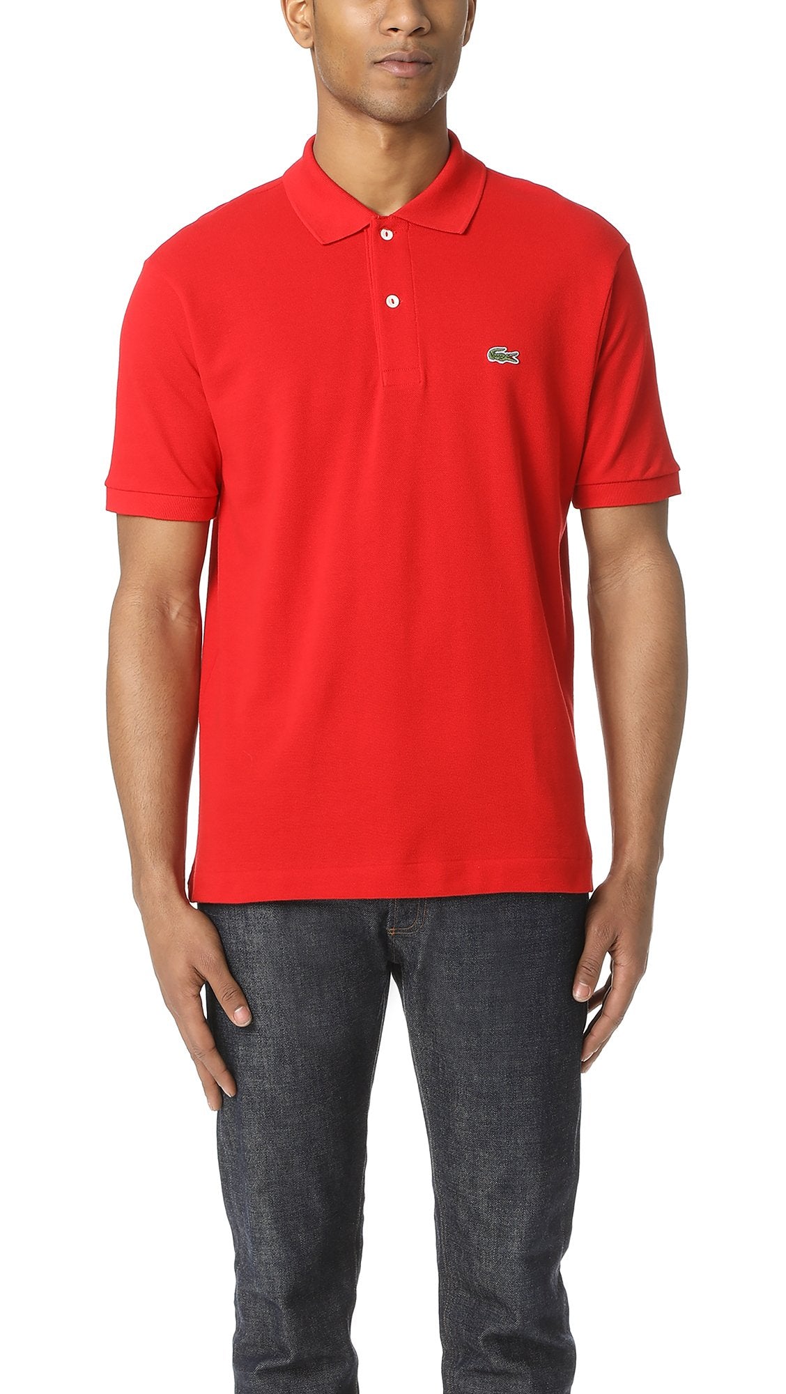Lacoste Mens Men's Short Sleeve Classic Pique Polo Shirt, Red, X-Large