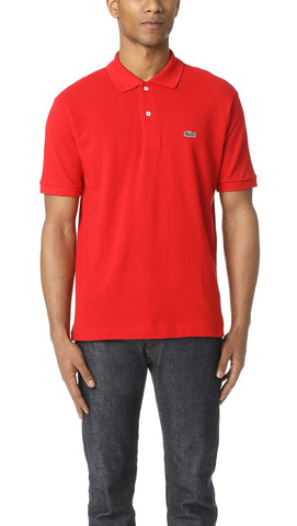 Lacoste Mens Men's Short Sleeve Classic Pique Polo Shirt, Red, X-Large