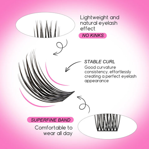 Lash Clusters DIY Eyelash Extensions 175 Clusters Lashes D Curl 0.07 Natural Individual Lash Extensions Mixed Tray False Eyelashes Soft & Strong Thin Band DIY at Home (F24+F25-0.07D, 8-16mm)