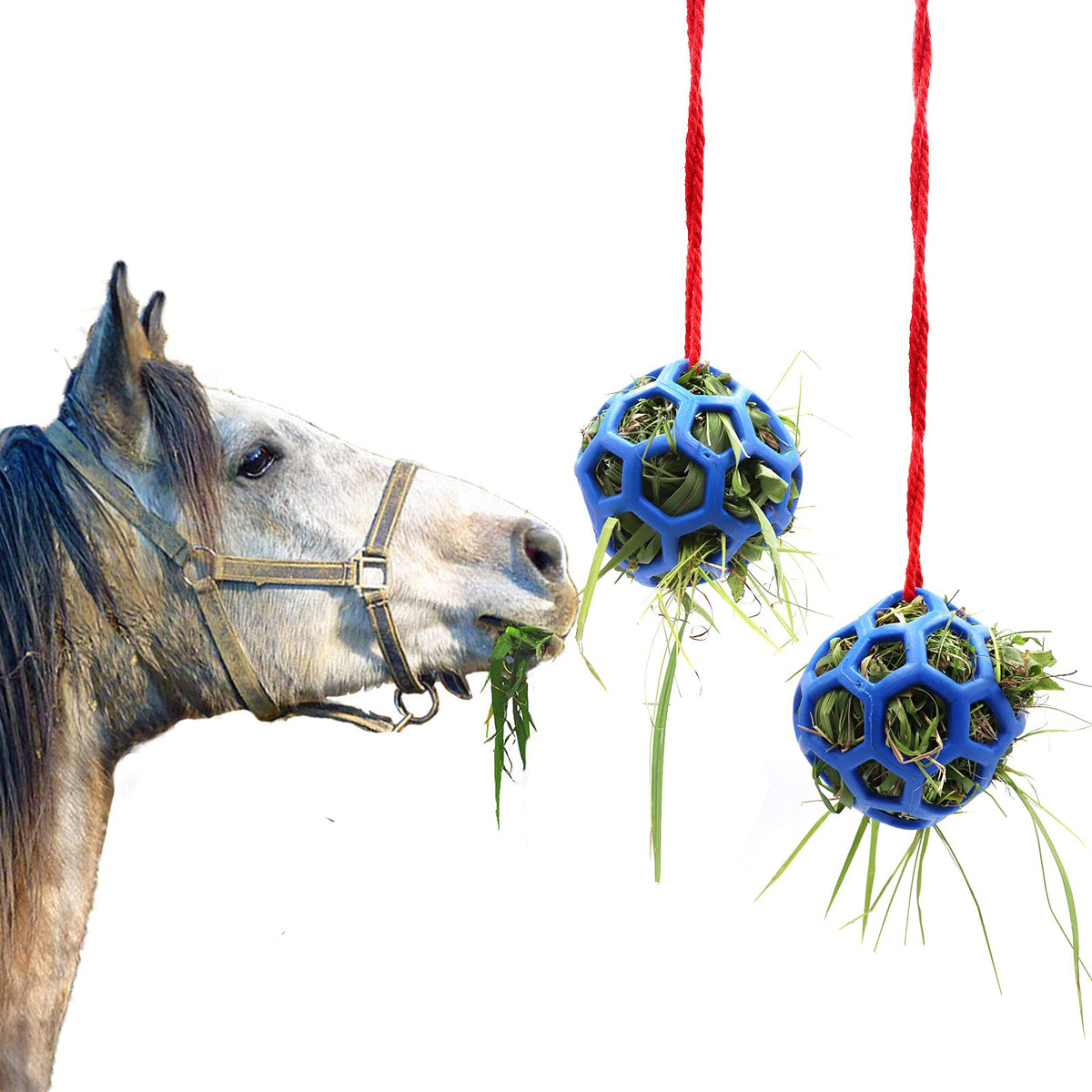 2 Pack Horse Treat Ball Hay Feeder Toy, Goat Feeder Ball Hanging Feeding Toy for Horse Goat Sheep Relieve Stress