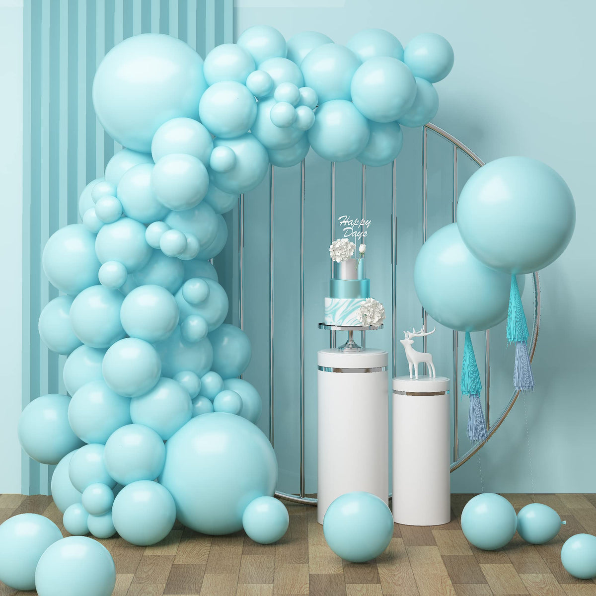 Pastel Teal Blue Balloons Garland Kit 92pcs Mint Blue Latex Balloon 5/10/12/18inch Helium Balloons for Birthday Party Decorations Baby Shower Wedding