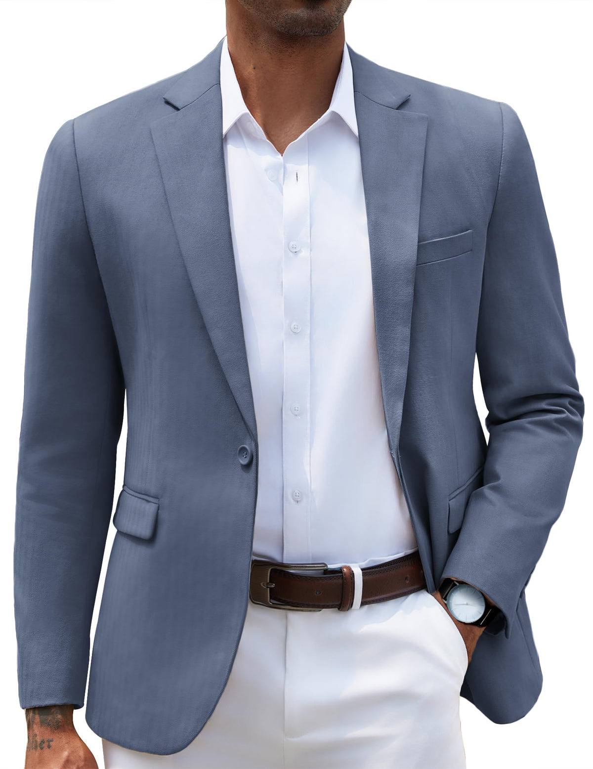 COOFANDY Mens Casual Blazer Navy Sports Coat Slim Fit Lightweight Travel Blazer Wrinkle Free
