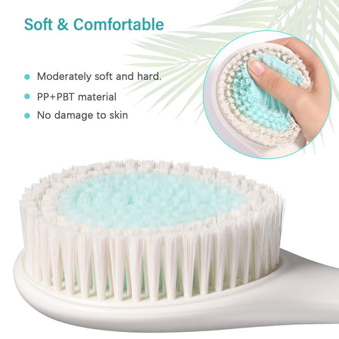 Brencco Body Brush with Long Handle, Shower Brush with Textured, Body Brush for Skin Cleaning