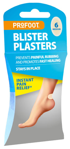 Profoot Blister Plasters - 6 Medium Hydrocolloid-Based Plasters - Ideal for Painful Blisters - Prevents Painful Rubbing - Instant Pain Relief - Stays in Place
