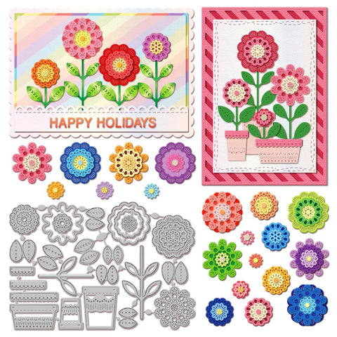 GLOBLELAND Nordic Flower Pot Cutting Dies for Card Making Metal Die Cuts 3D Stereoscopic Flowers Cutting Dies Templates for Scrapbooking Journal Embossing Paper Craft Decor