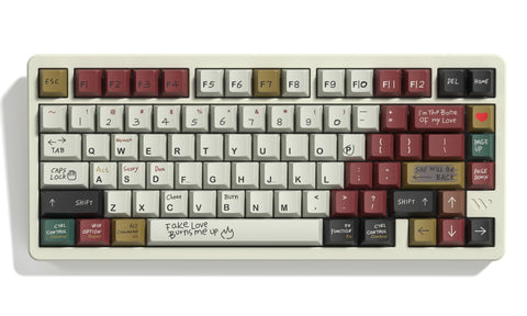 COSTOM PBT Keycaps, Cool Custom Keyboard Keycaps 60 75 65 100 Percent, Shine Through Keycaps Set, Cherry Profile Keycaps, Cool Dye Sub PBT Keycaps for Mechanical Gaming Keyboard (Love Story)