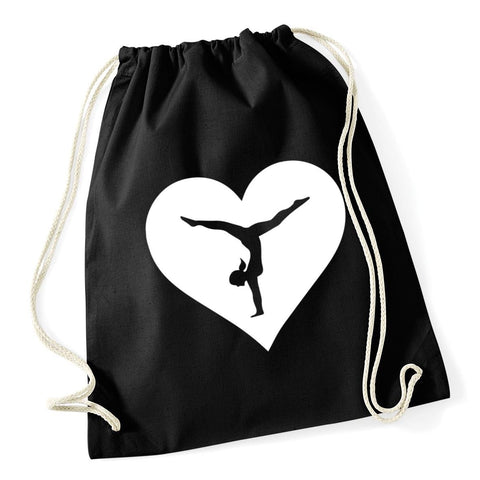 Hippowarehouse Heart Gymnastics Drawstring Cotton School Gym Bag 37cm x 46cm, 12 litres