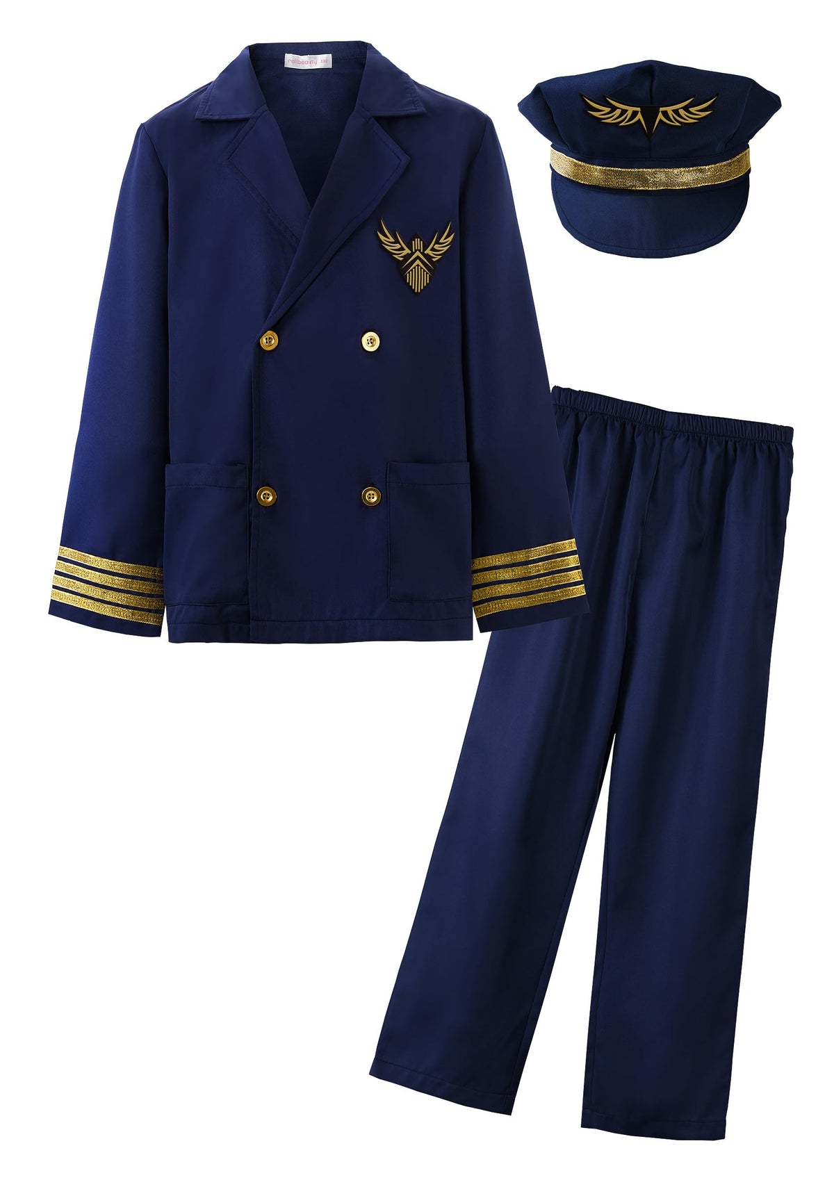 ReliBeauty Kids Pilot Uniform Deluxe Costume Role Play Set with Jacket Trousers and Hat, 3T-4T/100