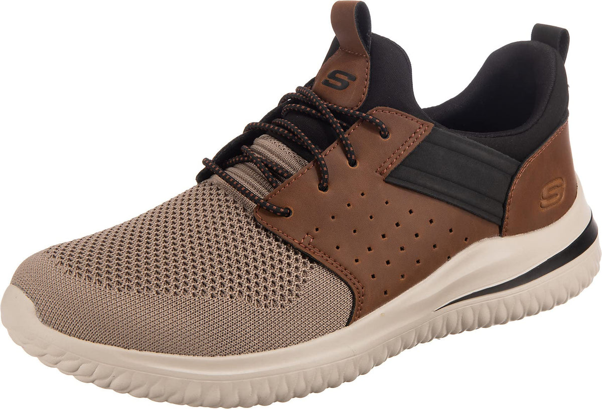 Skechers Men's Walking Sneaker, Brown Tan Knitted Mesh W Synthetic, 11