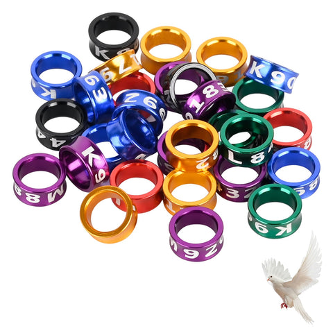 STPCTOU Bird Rings, Bird Bands, Bird Leg Rings, Multicolor Aluminum Pigeon Leg Rings, Identification Pigeon Training Rings Hibiscus Birds, Parrots, Peonies, Pigeons, Mixed Colors 50 Per Pack