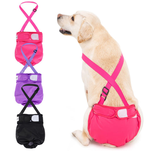 3 Pack Avont Female Dog Nappies with Suspender, Reusable Doggy Diaper Pants for Heat Season Period Incontinence, Washable Sanitary Knickers for Small Medium Large Puppy