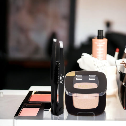 Eye Shadow Palette Makeup, 0.12 Oz - with Moofin Eyebrow Tweezers, Luxurious Little Beige Dress, Vibrant Shimmery & Matte Finishes, Easy Sweep Soft Eyeshadow Palette Velvety[Pack of 6]