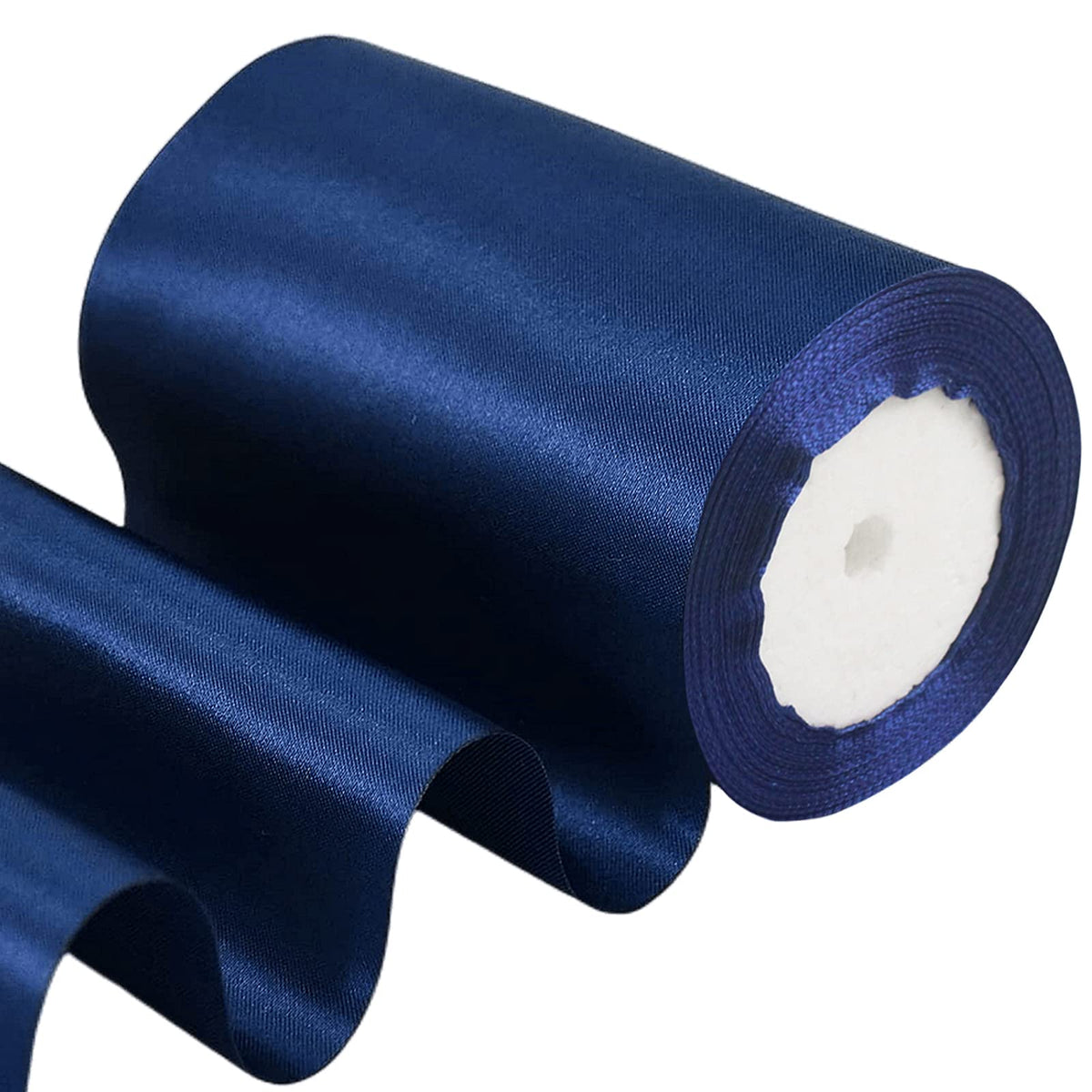 4 Inch Wide Dark Blue Ribbon 22m,10cm Dark Blue Satin Ribbon Fabric VE Day 80th Anniversary Decorations Large Solid Satin Ribbon,Polyester Ribbon Union Jack British Party for Gift Wrapping,Birthday