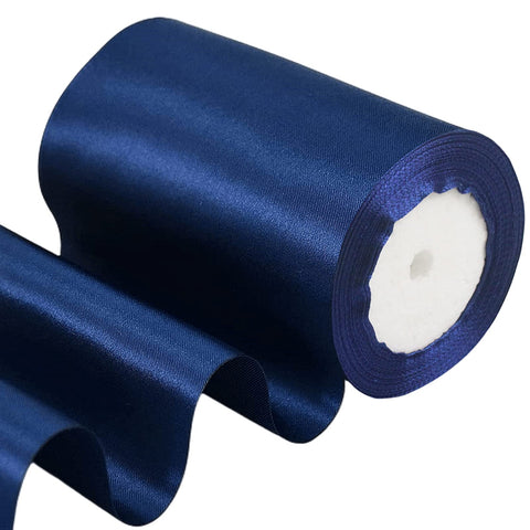 4 Inch Wide Dark Blue Ribbon 22m,10cm Dark Blue Satin Ribbon Fabric VE Day 80th Anniversary Decorations Large Solid Satin Ribbon,Polyester Ribbon Union Jack British Party for Gift Wrapping,Birthday