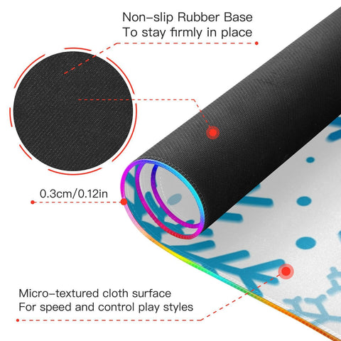 Christmas Snowflake Blue_?? Wireless Charging Mouse Pad for Mobile Phone Extra Large Gaming Mousepad with 13 Lighting Modes Computer Mat for Gaming MacBook PC Laptop Desk Office Home