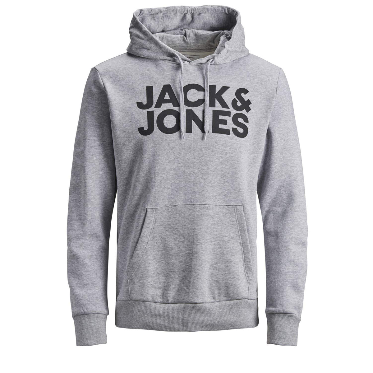 Jack & Jones NOS Men's Jjecorp Logo Sweat Hood Noos Hoodie, Grey (Light Melange Fit: Reg/Large Print), Medium