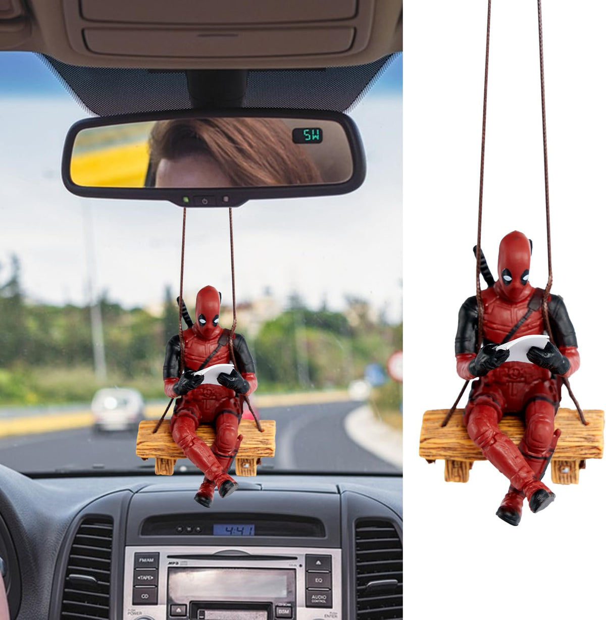 Deadpool Car Accessories,Car Rear View Mirror Hanging Accessories,Funny Car Accessories Deadpool,for Office Home Hanging Micro Landscape Decor Birthday Romantic Gift