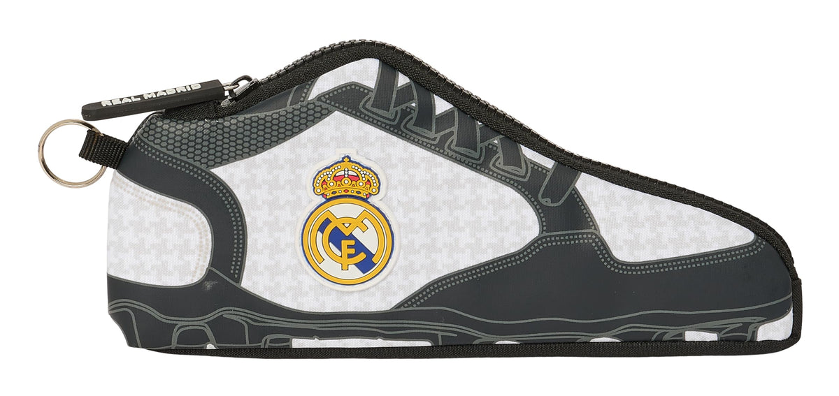 Safta Real Madrid 1ª EQUIPACIÓN 24/25 - School Shoe Pencil Case, Children's Case, Ideal for School Age Children, Comfortable and Versatile, 24 x 2 x 10 cm, White/Grey, White/Grey, Estándar, Casual