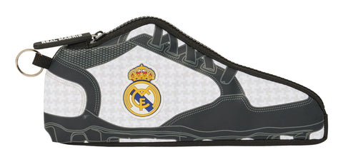 Safta Real Madrid 1ª EQUIPACIÓN 24/25 - School Shoe Pencil Case, Children's Case, Ideal for School Age Children, Comfortable and Versatile, 24 x 2 x 10 cm, White/Grey, White/Grey, Estándar, Casual