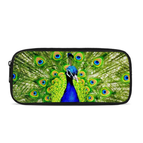 SEANATIVE Elegant Peacock Print Pencil Bag Pen Holder Office Organizer Cases Portable Pencil Pouch for Teen Girls Kids