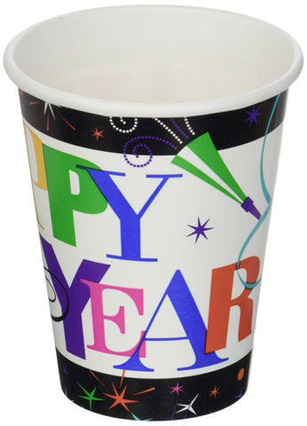 Amscan Ring in The New Year Party Cups (50 Piece), 9 oz, Multicolor
