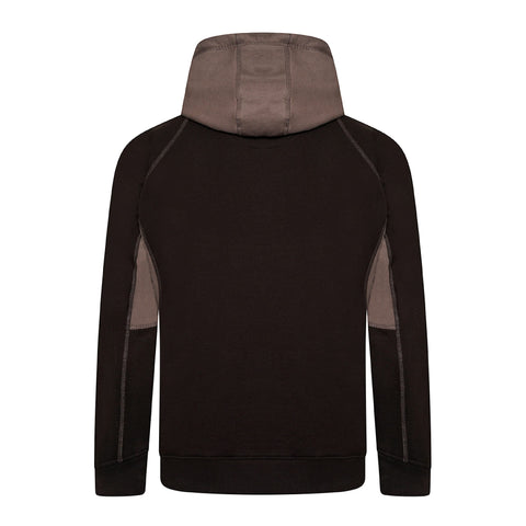 JCB - Horton Hoodie, Large - Made with 80% Cotton & 20% Polyester - Hoodies for Men Branding Details - Mens Clothes - Cordura Fabric Elbow Patches - 320gsm - Black/Grey