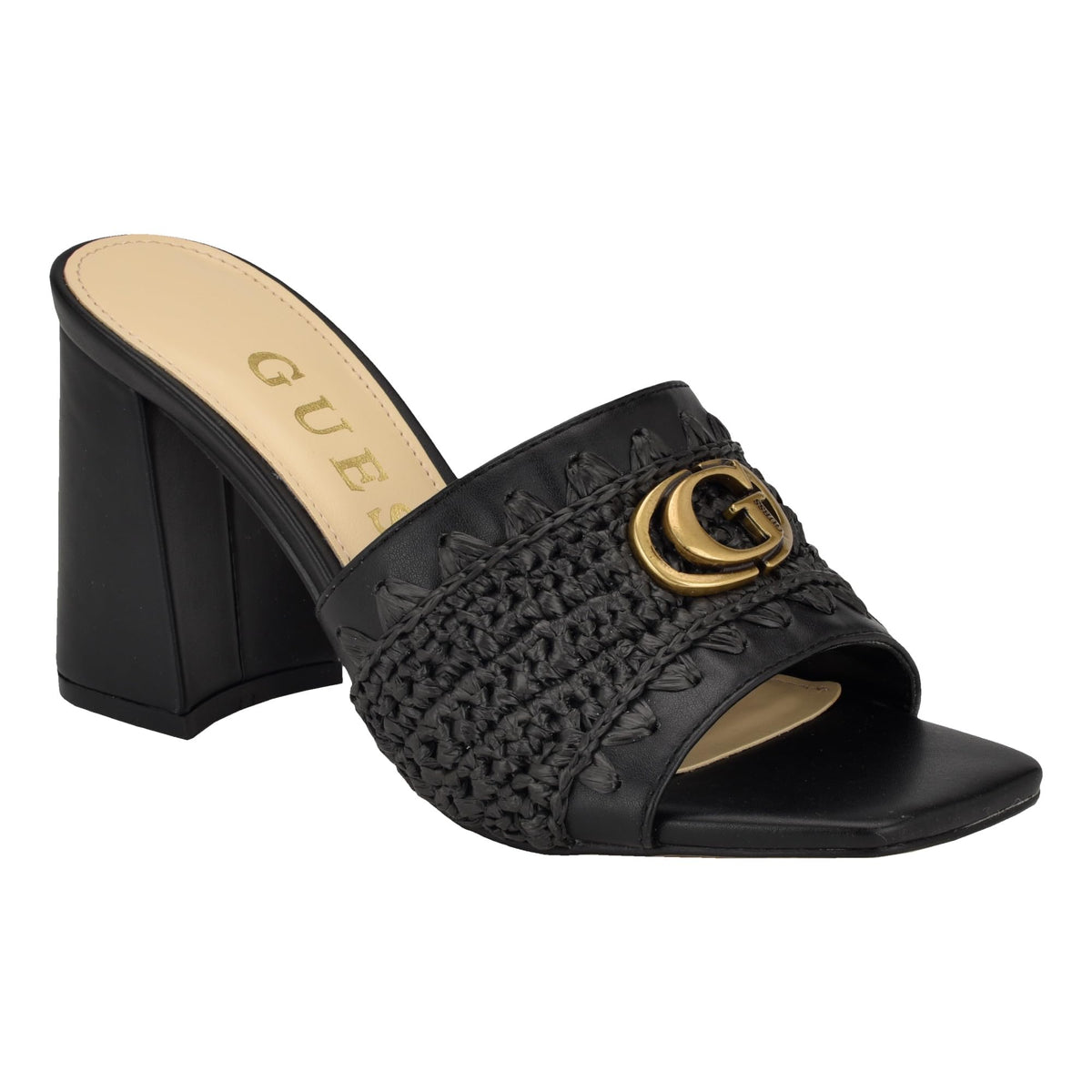 Guess Women's GELLIAN Heeled Sandal, Black 001, 5