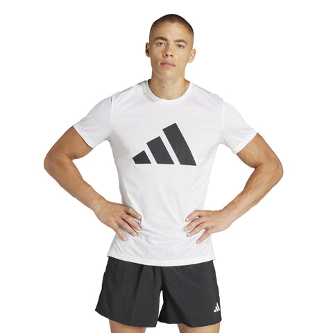 adidas Men's Run It Stripes Tee, White, M