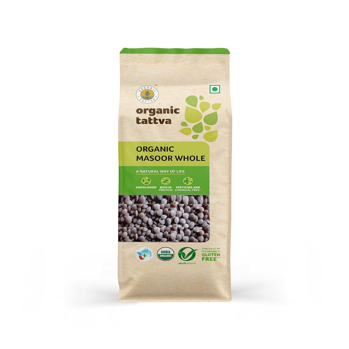 Organic Tattva Masoor Dal Whole 1Lb