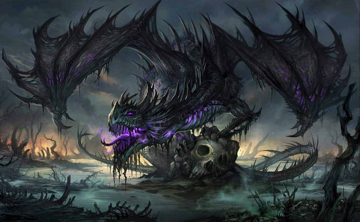 Classic Wooden Puzzle 1000 Pieces Huge Black Dragon On The Skull Picture Photo Home Decor