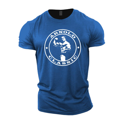 GYMTIER Mens Bodybuilding T-Shirt - Arnold Classic - Gym Training Top Royal Blue Large