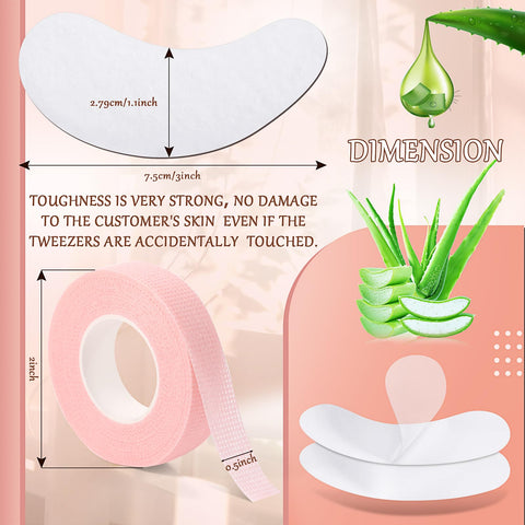 Dansib 206 Pack Eyelash Extension Tape Under Eye Patches Kit Include 200 Pairs Eye Gel Pads and 6 Rolls Breathable Fabric Eyelash Tape Adhesive Lash Extension Supplies Beauty Tools Fit Most Eye Shape