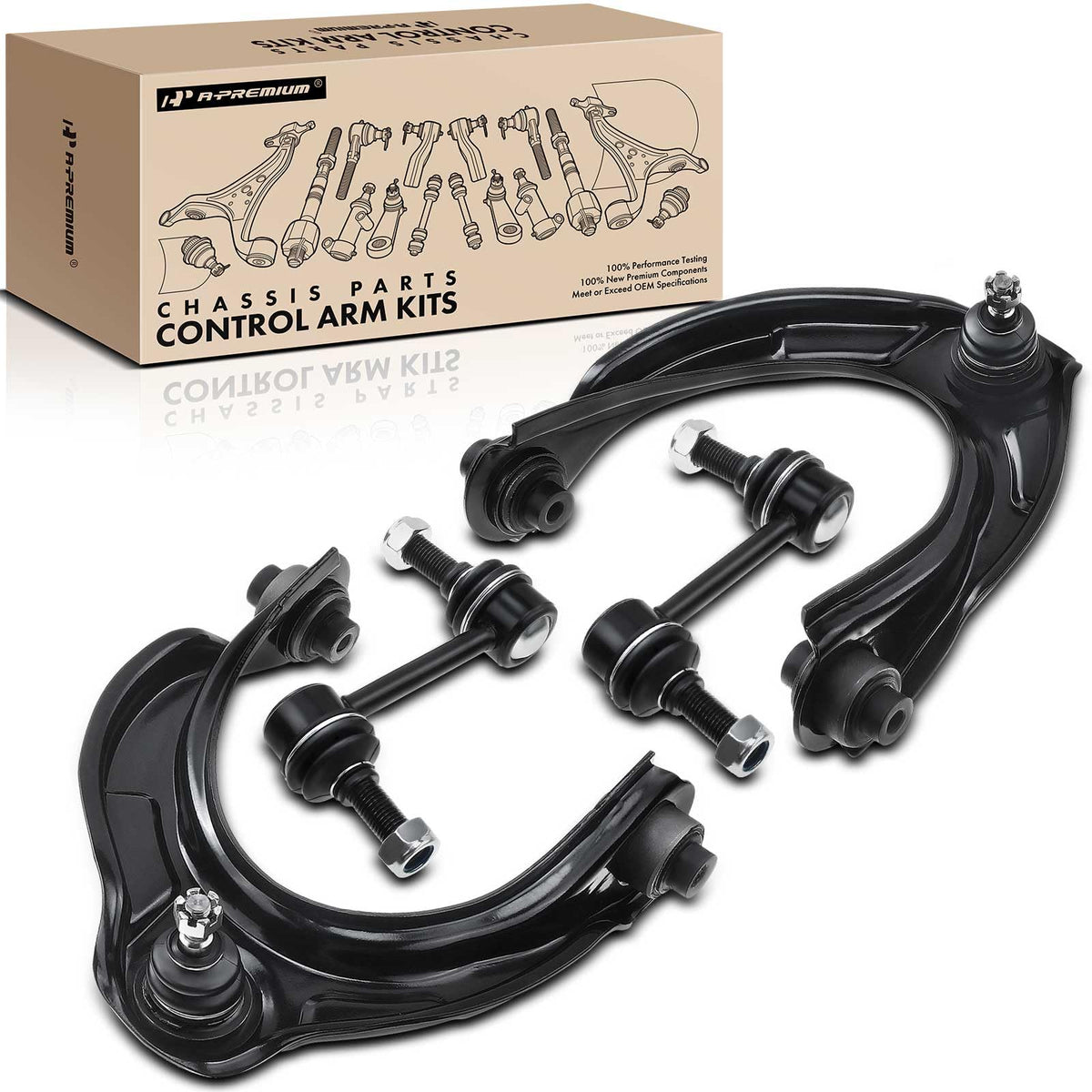 A-Premium 4Pcs Front Suspension Kit, Upper Control Arm Assembly & Sway Bar Link, Compatible with Honda Accord 2008-2012, Acura TSX 2009-2014