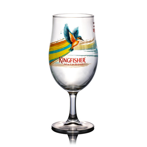 GarageBar | Kingfisher Glass | Nucleated Chalice Beer Glass | Official Merchandise | Comes with 2X Beer Drip Mats (1, Pint/20oz)