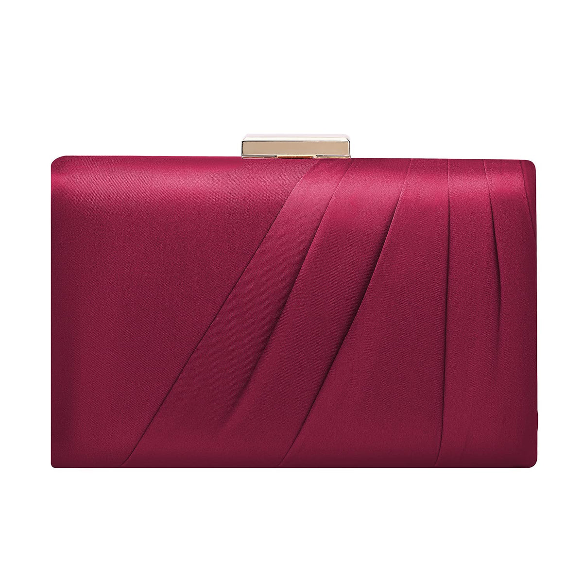 Mulian LilY Pleated Satin Clutch Purse For Women Wedding Bridal Clutch Bag Prom Party Clutch, Burgundy, 6.9"x4.4"x1.9"