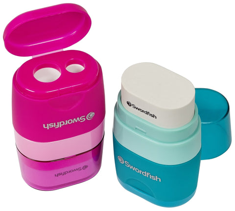 Swordfish "Twin Combo" Pencil Sharpener and Eraser (Pack of 20)