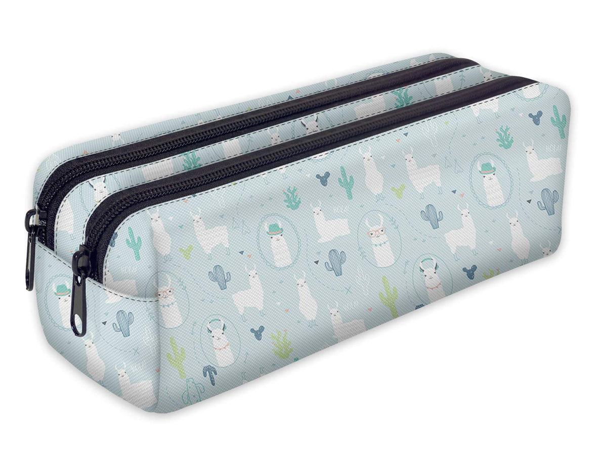 Ferocity Pencil case with 2 Compartments Toiletry-Bag Vanity Case Make up purse phone handbag Pencil-Bag Holder Llama [107]